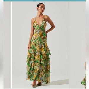 ASTR ANEIRA FLORAL TIERED MAXI DRESS